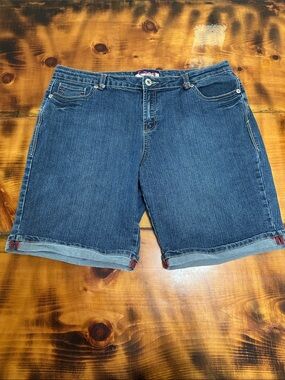Mwah Women’s Dark Blue Denim Bermuda Shorts - Casual Cuffed Jean Shorts